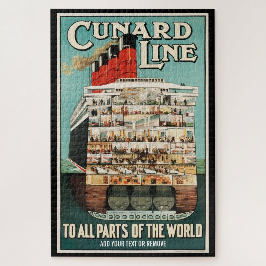 Retro-Poster Cunard Seelinienluxuriöse Dampfschiff Puzzle (Vertikal)