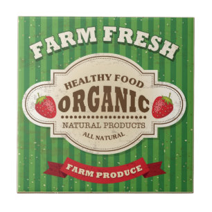 Retro-Poster-Design für frische Farmprodukte Fliese