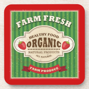Retro-Poster-Design für frische Farmprodukte Getränkeuntersetzer