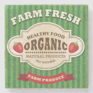 Retro-Poster-Design für frische Farmprodukte Steinuntersetzer