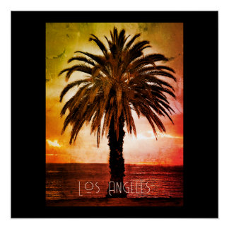 Retro-Poster drucken Los Angeles Sonnenuntergang & Poster
