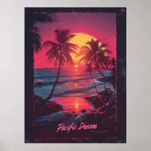 Retro-Poster eines 80er-Films mit Palmen bei Sonne Poster
