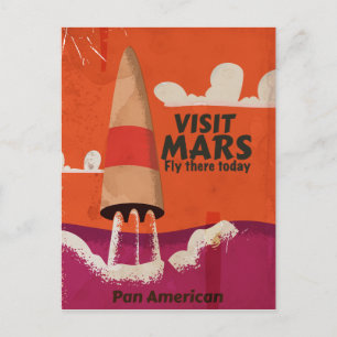Retro-Poster für einen Mars-Urlaub aus den 1950er  Postkarte
