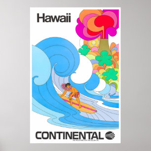 Retro Poster Hawaii Reise Surfen Kunst Retro Druck