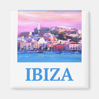 Retro Poster Ibiza Altstadt und Hafen