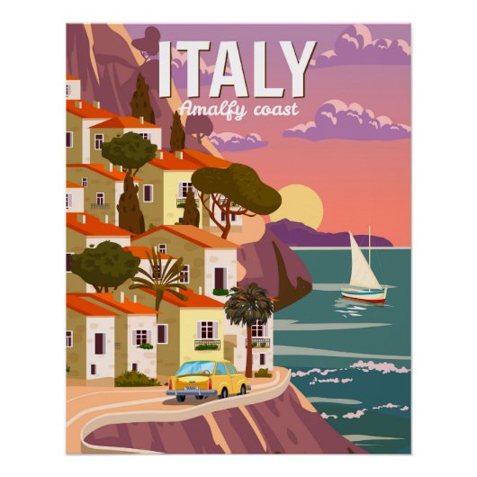 Retro Poster Italy, Mediterranean romantic view (Vorderseite)