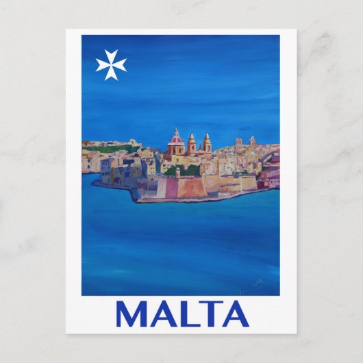 RETRO POSTER Malta Valetta City of KnightsII Postkarte (Vorderseite)