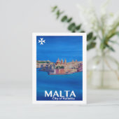Retro Poster Malta Valetta - Stadt der Ritter Postkarte (Stehend Vorderseite)