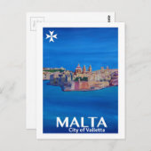 Retro Poster Malta Valetta - Stadt der Ritter Postkarte (Vorne/Hinten)