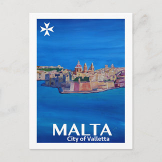 Retro Poster Malta Valetta - Stadt der Ritter Postkarte