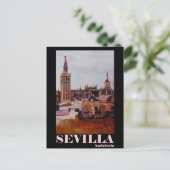 Retro Poster Sevilla Giralda Andalucia Postkarte (Stehend Vorderseite)