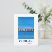 Retro Poster Willemstad Curacao Postkarte (Stehend Vorderseite)