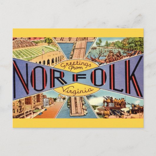 Retro-Postkarte aus Norfolk, VA Postkarte (Vorderseite)