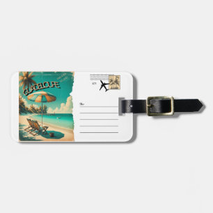 Retro-Postkarte Guadeloupe Exotischer Strand Gepäckanhänger