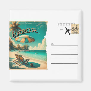 Retro-Postkarte Guadeloupe Exotischer Strand Magnet