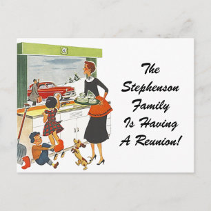 Retro-Postkarte Vintage-Familientreffen Haushalt Postkarte