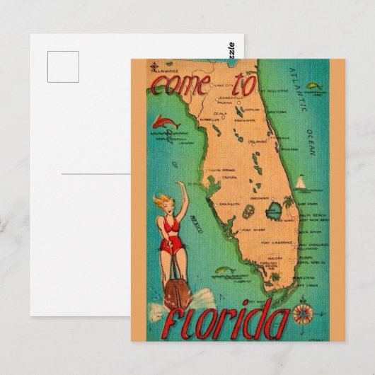 Retro Postkarte von Florida (Vorne/Hinten)
