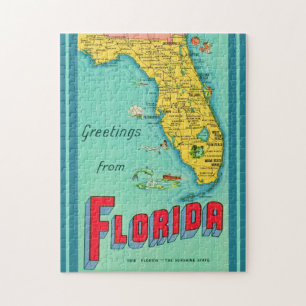 Retro-Postkarte von Florida 11x14 Puzzle