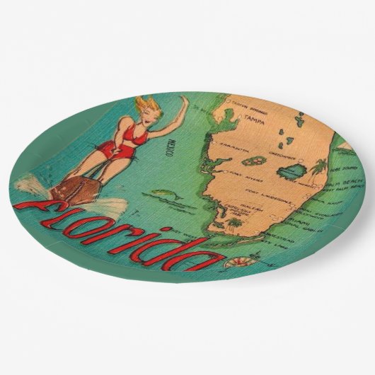 Retro Postkarte von Florida Pappteller (Schrägansicht)