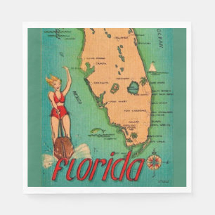 Retro-Postkarte von Florida Serviette