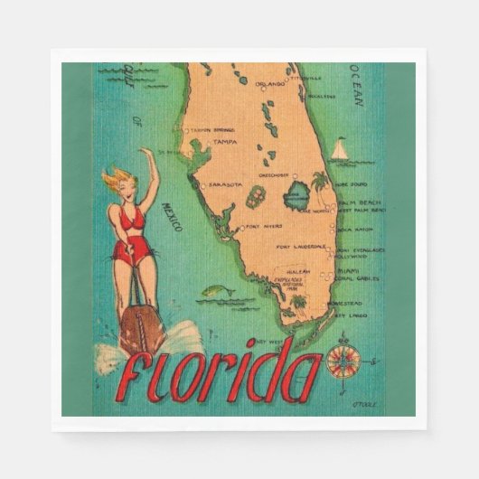 Retro-Postkarte von Florida  Serviette (Vorderseite)