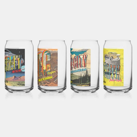 Retro Postkarten 4-Set Dosenglas (Links)