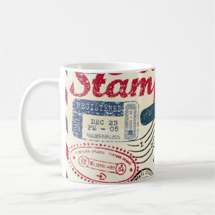 Retro-Poststempel, Vintage-Sammlung. Kaffeetasse