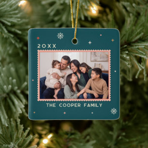 Retro-Postwertzeichen Frohe Weihnachten Collage Keramikornament