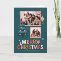 Retro-Postwertzeichenrahmen Frohe Weihnachten Coll