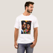 Retro Power Couple Vibranric Afrocentric Art T-Shi T-Shirt (Vorne ganz)