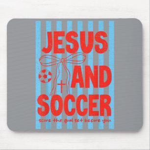 Retro Preepy Jesus und Fußball religiöser Mann Fra Mousepad