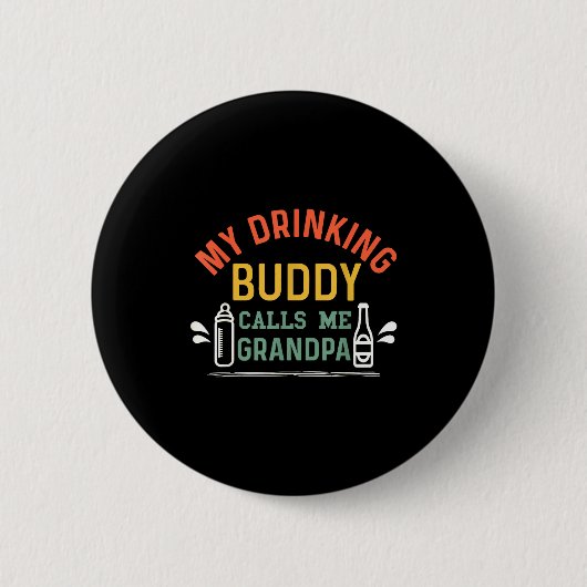 Retro Pregnancy Announcement Grandpa My Drinking B Button (Vorderseite)