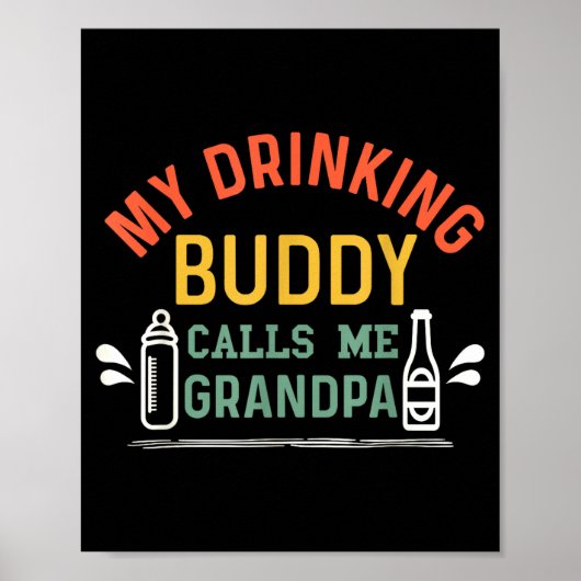 Retro Pregnancy Announcement Grandpa My Drinking B Poster (Vorne)