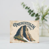 Retro Preikestolen View Postkarte (Stehend Vorderseite)