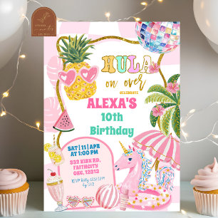 Retro-preppy-Ananas-Hula-Überraschung-Birthday-Par Einladung