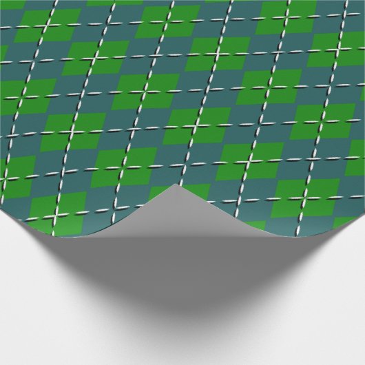 Retro Preppy Festive Green und Aquamarine Raute Mu Geschenkpapier (Ecke)