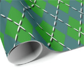 Retro Preppy Festive Green und Aquamarine Raute Mu Geschenkpapier (Rolleneckpunkt)
