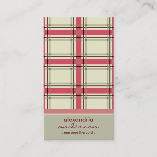Retro Preppy karierte Geschäfts-Karten Visitenkarte (Vorderseite)