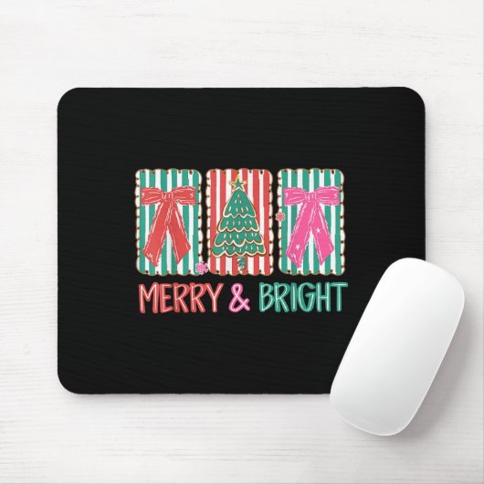 Retro Preppy Merry And Bright Girly Coquette Chris Mousepad (Mit Mouse)