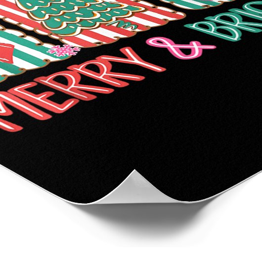 Retro Preppy Merry And Bright Girly Coquette Chris Poster (Ecke)