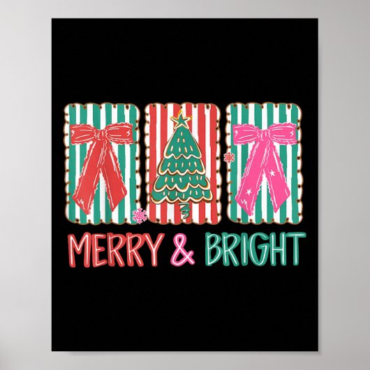 Retro Preppy Merry And Bright Girly Coquette Chris Poster (Vorne)