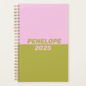 Retro Preppy Pink Green Geometric Personalisiert Planer (Vorderseite)