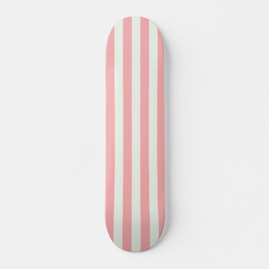 Retro Preppy Sportswear Streifen - rosa Creme Skateboard (Vorne)
