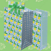 Retro Preppy Style Yellow Lemons Blue White Check Geschenkpapier