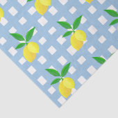 Retro Preppy Style Yellow Lemons Blue White Check Seidenpapier (Detail)