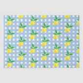 Retro Preppy Style Yellow Lemons Blue White Check Seidenpapier (Vorderseite)