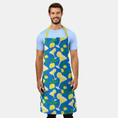 Retro Preppy Yellow Lemons Lemon Drops on Blue Schürze (Getragen)