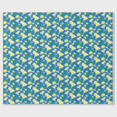 Retro Preppy Yellow Lemons Lemon tropft auf blau Geschenkpapier (Flach)