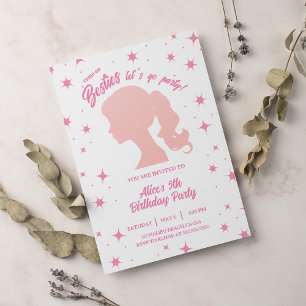 Retro Pretty Pink Malibu Stars Geburtstagsfeier Einladung