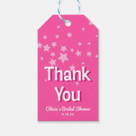 Retro Pretty Pink Stars Bridal Shower Favor Geschenkanhänger